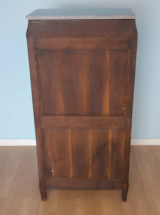 Secrétaire Louis XVI en bois, à portes à panneaux et plateau en marbre clair, datant du XIXe siècle.