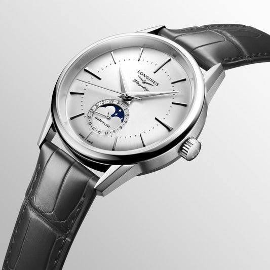 Longines montre Flagship Heritage Phase de Lune 38,5 mm argent automatique acier L4.815.4.72.2