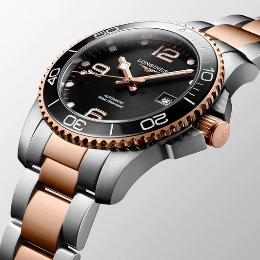 Montre Longines HydroConquest 43 mm, automatique, acier noir, finition PVD or rose, L3.782.3.58.7