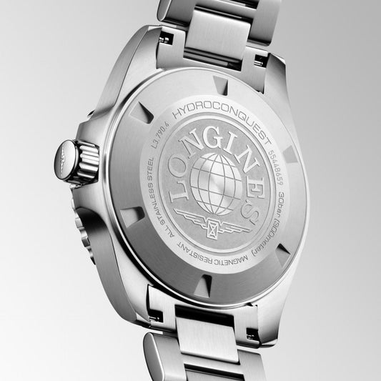 Longines montre Hydroconquest GMT 41mm noire automatique acier L3.790.4.56.6
