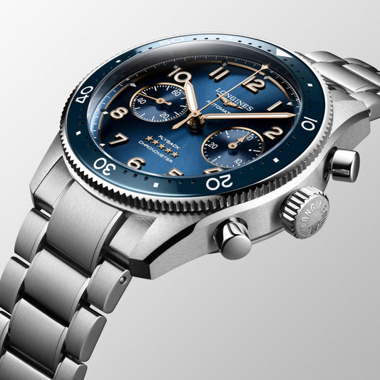 Longines montre Longines Spirit Flyback 42mm bleu automatique acier L3.821.4.93.6