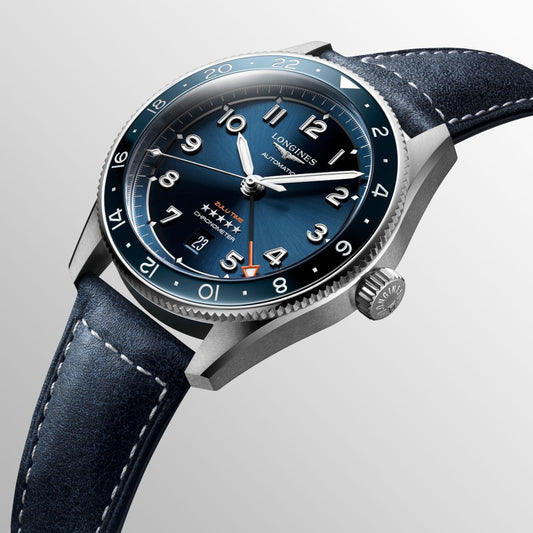 Montre Longines Spirit Zulu Time 42 mm en acier bleu automatique L3.812.4.93.2