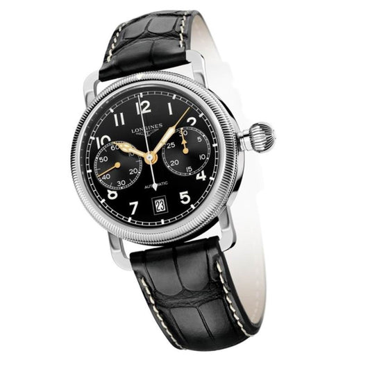 Longines montre homme Heritage Avigation Oversize Crown Chronograph 41mm automatique L2.783.4.53.2