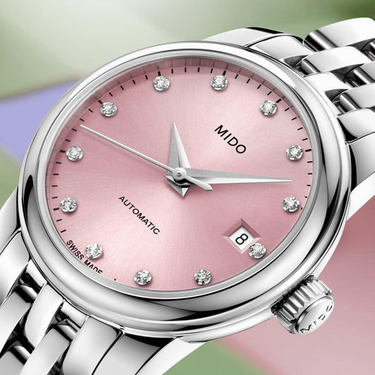 Montre Mido Baroncelli Lady Twenty Five 25 mm en or rose, automatique, acier M039.007.11.336.00
