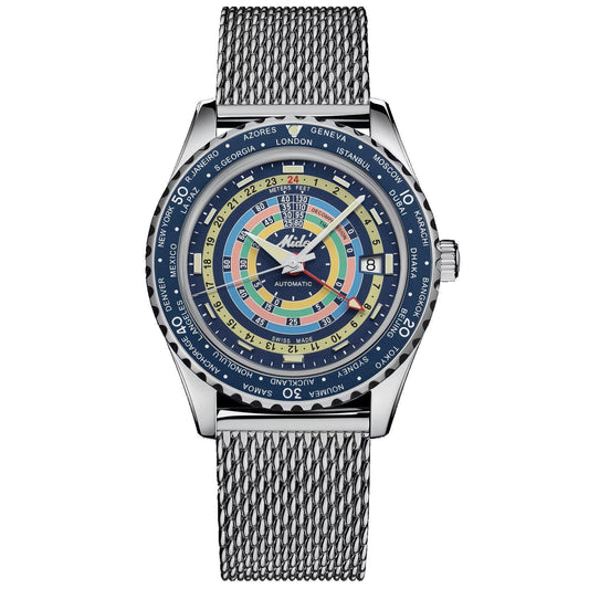 Montre Mido Ocean Star Decompression Worldtimer Édition Spéciale 40 mm Acier Bleu Automatique M026.829.17.041.00