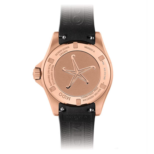 Mido montre Ocean Star Lady 36,5mm noir automatique acier finition PVD or rose M026.207.37.056.00