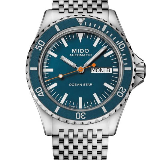 Montre Mido Ocean Star Tribute Blue 41 mm Automatique Édition Spéciale 75e Anniversaire Double Bracelet M026.830.11.041.00