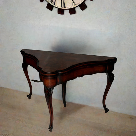 Console anglaise, fin du XVIIIe siècle, bois foncé à pieds galbés, fabrication anglaise tardive, qualité d'ébénisterie exceptionnelle