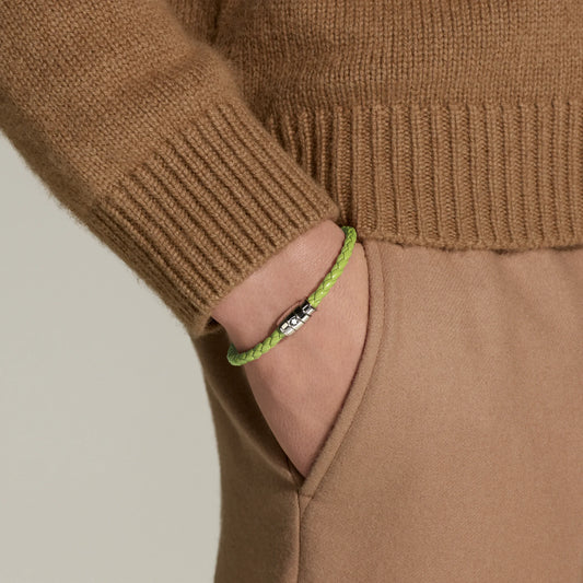 Bracelet Montblanc Meisterstück Lime 3 anneaux en acier et cuir, taille L, référence 13429268