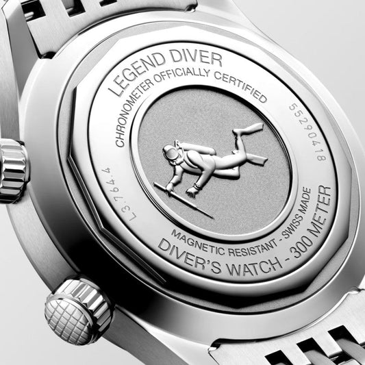 Longines montre Legend Diver 38mm blanc automatique acier L3.764.4.99.6