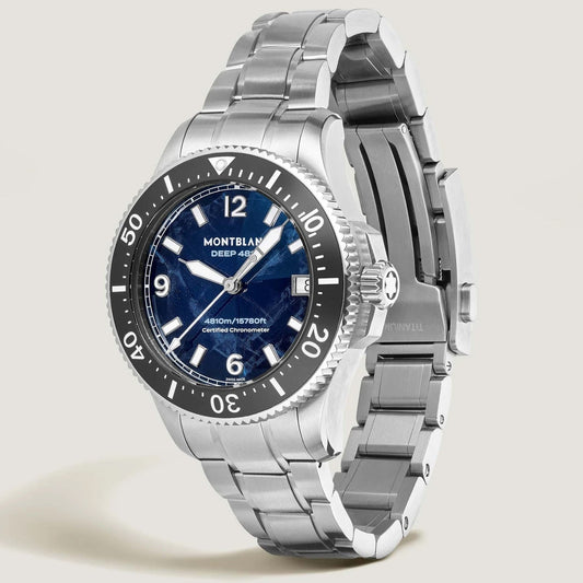 Montre Montblanc Iced Sea 0 Oxygen Deep 4810 43 mm Bleu Automatique Titane 135634
