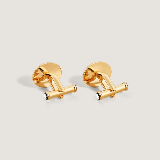 Boutons de manchette ovales Montblanc Meisterstück en acier PVD or jaune 134469