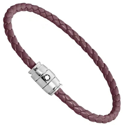 Montblanc bracelet en acier à 3 anneaux et cuir Meisterstück Cassis taille S 13431360