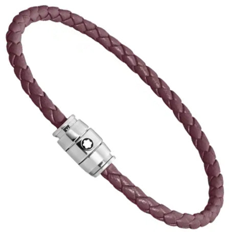 Bracelet Montblanc Meisterstück Cassis à 3 anneaux en acier et cuir, taille M, référence 13431363