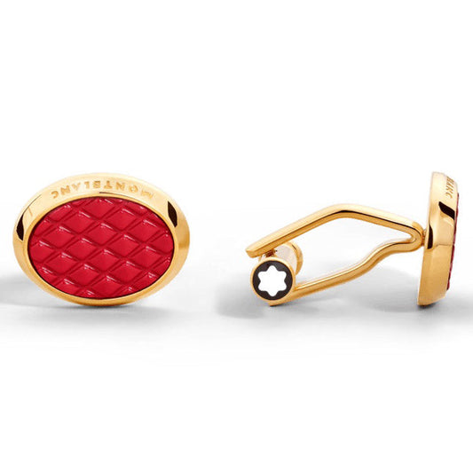 Boutons de manchette ovales Montblanc Meisterstück en acier PVD or jaune 134469
