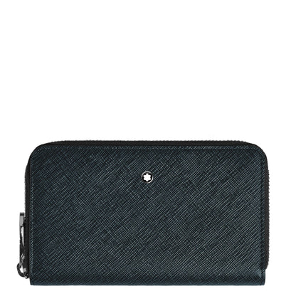 Montblanc portefeuille 12 compartiments avec fermeture éclair moyen Sartorial tweed bleu 220362