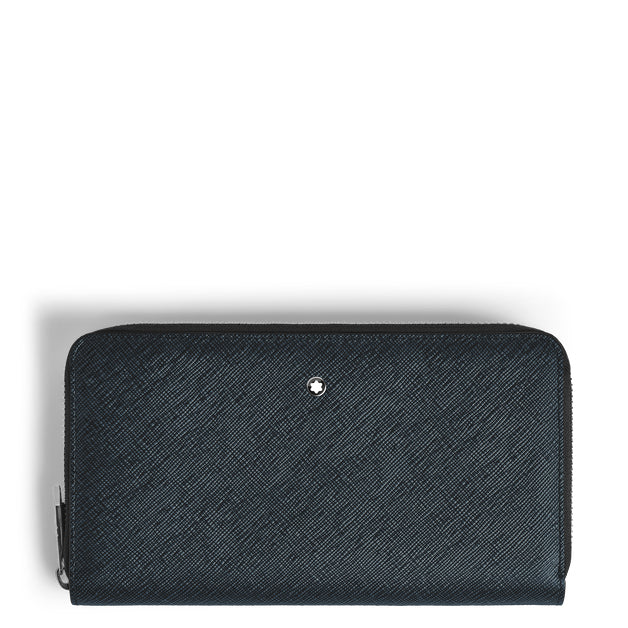 Montblanc portefeuille 12 compartiments avec fermeture éclair Sartorial tweed bleu 220365