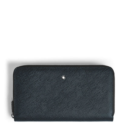Montblanc portefeuille 12 compartiments avec fermeture éclair Sartorial tweed bleu 220365