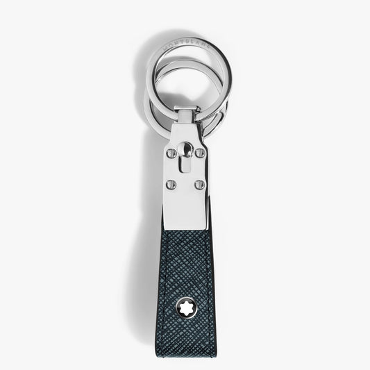 Montblanc portachiavi con passante sartorial tweed blu 220397