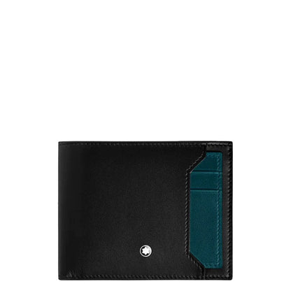 Montblanc portefeuille 6 compartiments avec porte-cartes amovible Soft bleu légion 198745