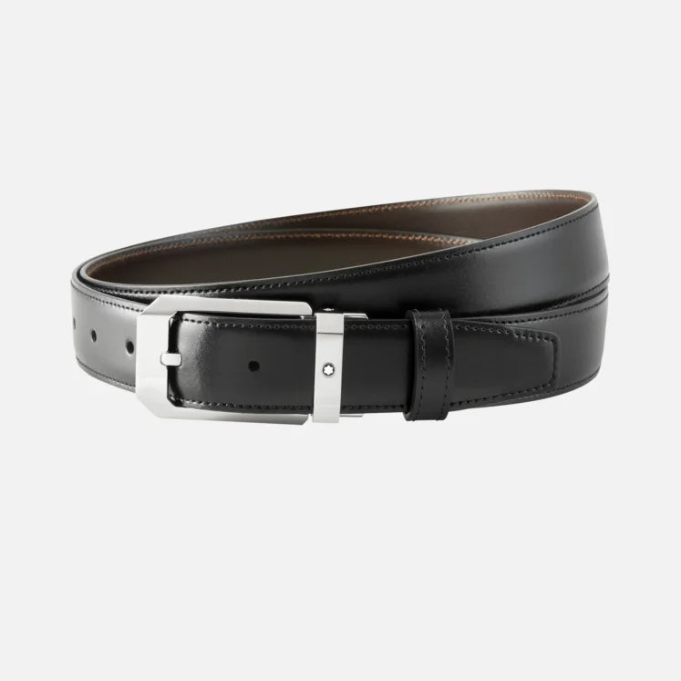 Montblanc ceinture réversible en cuir noir/marron 30 mm 116579