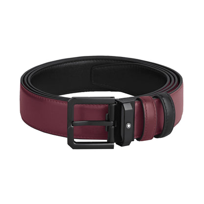 Ceinture réversible Montblanc 35 mm, cuir noir/cassis, 199651