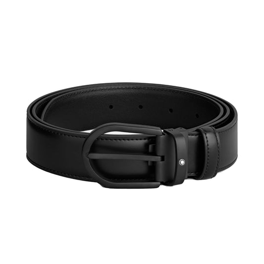 Ceinture Montblanc 35 mm en cuir noir avec boucle en fer à cheval 199650