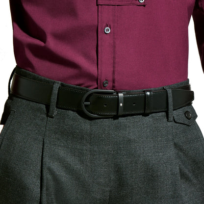 Ceinture Montblanc 35 mm en cuir noir avec boucle en fer à cheval 199650