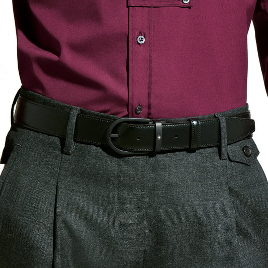 Ceinture Montblanc 35 mm en cuir noir avec boucle en fer à cheval 199650