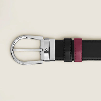 Ceinture réversible Montblanc 35 mm en cuir noir/gris avec boucle en fer à cheval 199640