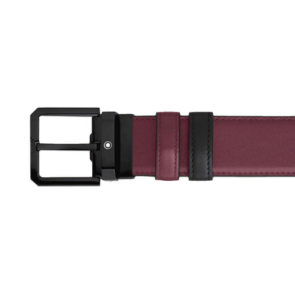 Ceinture réversible Montblanc 35 mm, cuir noir/cassis, 199651