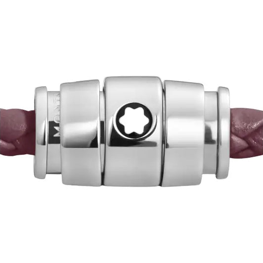Montblanc bracelet en acier à 3 anneaux et cuir Meisterstück Cassis taille S 13431360