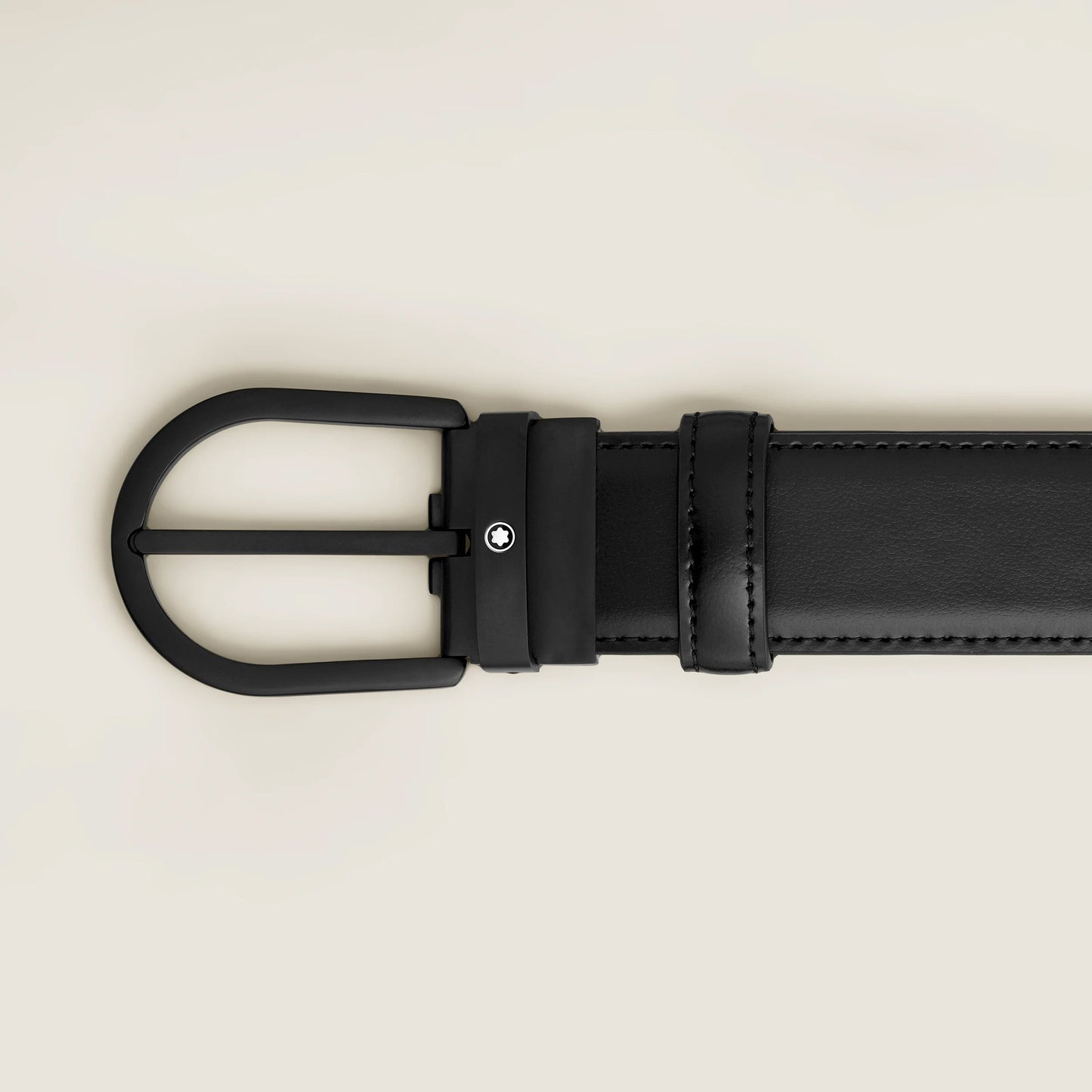 Ceinture Montblanc 35 mm en cuir noir avec boucle en fer à cheval 199650