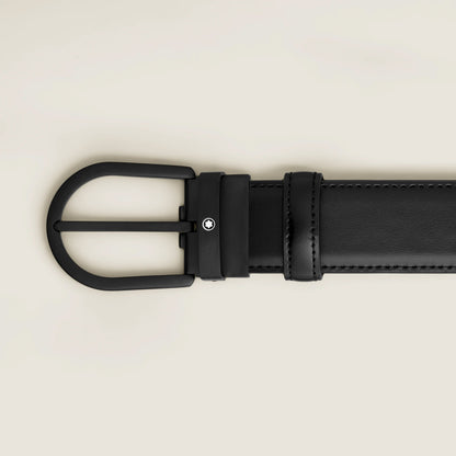 Ceinture Montblanc 35 mm en cuir noir avec boucle en fer à cheval 199650
