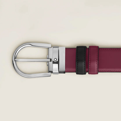Ceinture réversible Montblanc 35 mm en cuir noir/gris avec boucle en fer à cheval 199640