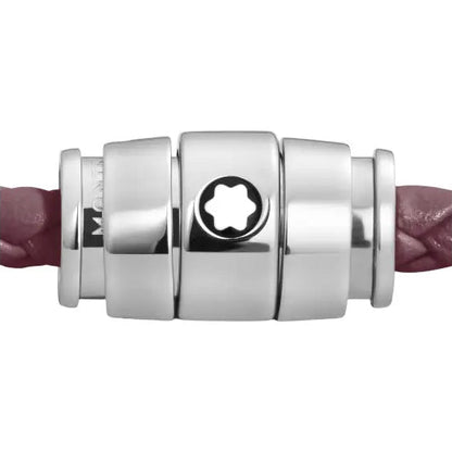 Bracelet Montblanc Meisterstück Cassis à 3 anneaux en acier et cuir, taille M, référence 13431363