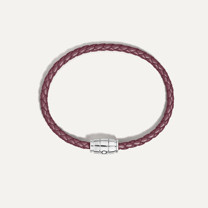 Montblanc bracelet en acier à 3 anneaux et cuir Meisterstück Cassis taille S 13431360