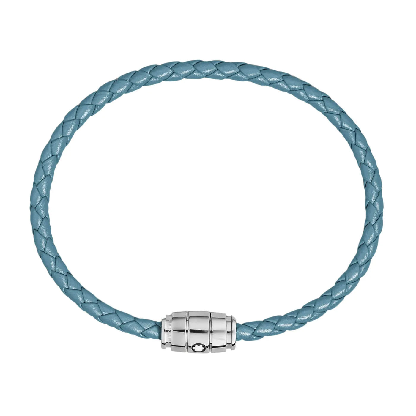 Bracelet en acier Montblanc à 3 anneaux et bracelet en cuir Meisterstück Bleu Fumé, taille M, référence 13429363