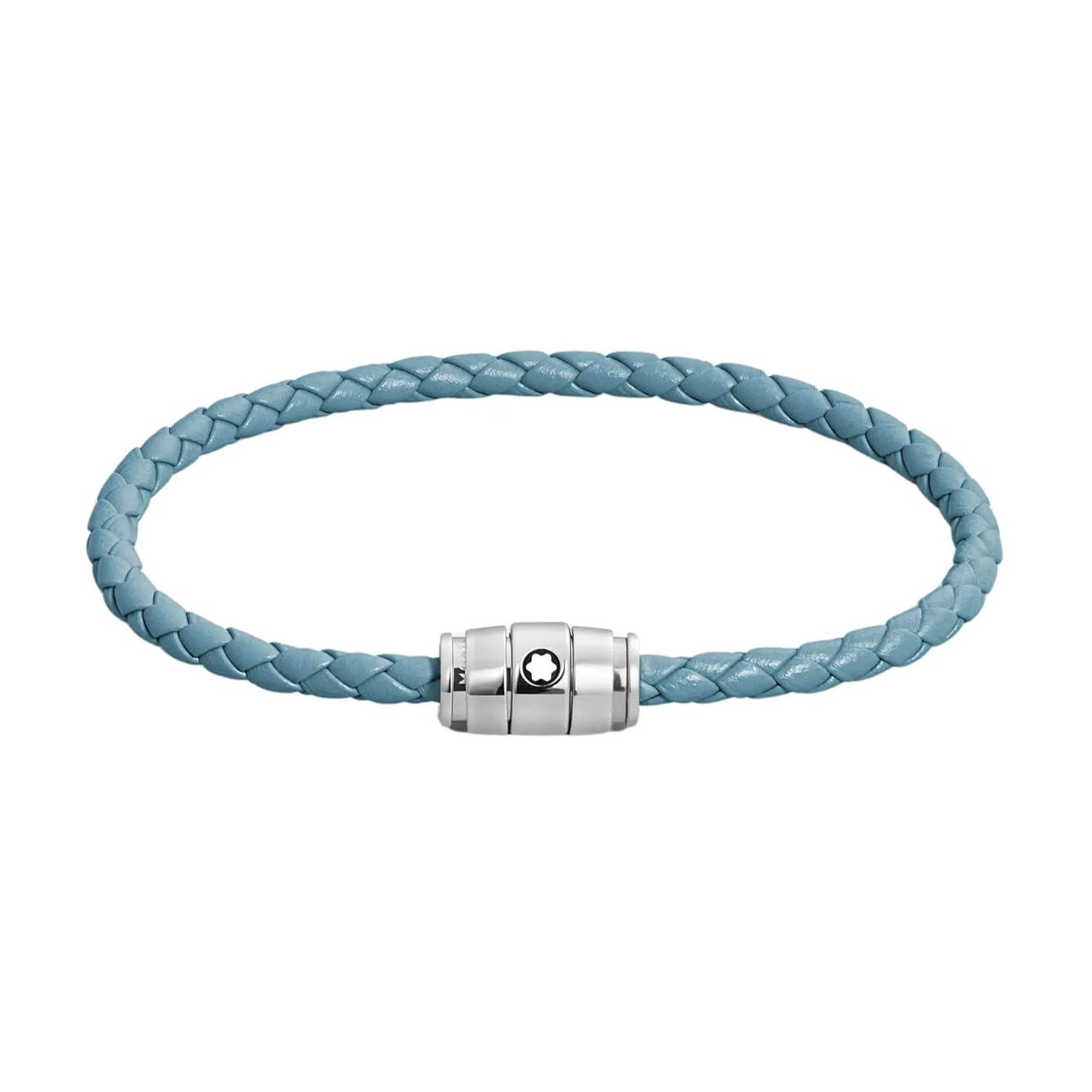 Bracelet en acier Montblanc à 3 anneaux et bracelet en cuir Meisterstück Bleu Fumé, taille M, référence 13429363