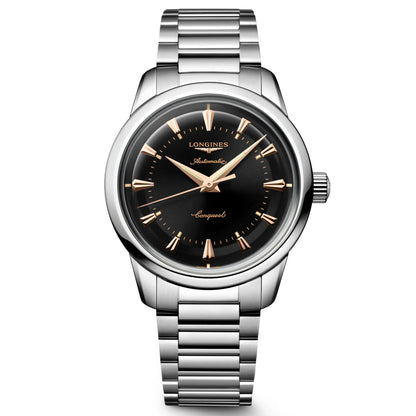 Longines montre Conquest Heritage 38mm noir automatique acier L1.649.4.52.6