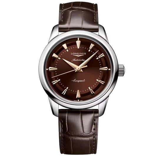 Montre automatique Longines Heritage 38 mm en acier brun L1.649.4.62.2