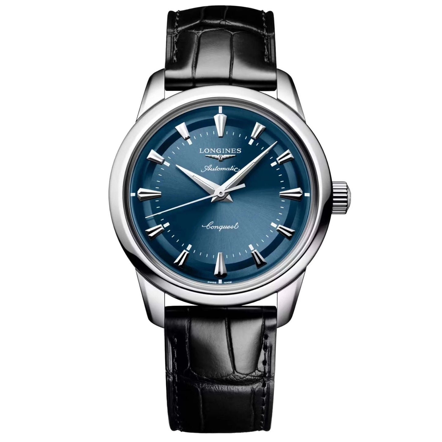 Longines montre Conquest Heritage 38mm bleue automatique acier L1.649.4.92.2,