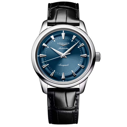 Longines montre Conquest Heritage 38mm bleue automatique acier L1.649.4.92.2,