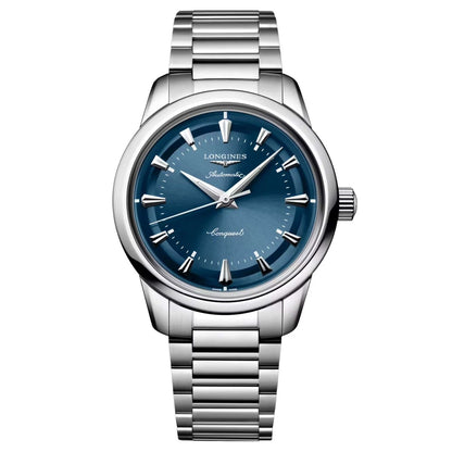 Montre Longines Conquest Heritage 38 mm en acier bleu automatique L1.649.4.92.6