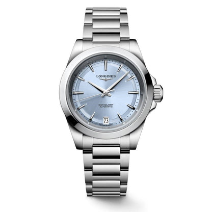 Longines montre Conquest 34mm bleu automatique acier L3.430.4.92.6