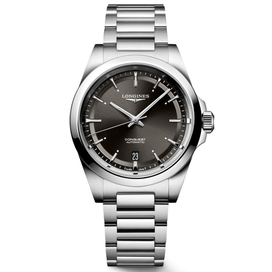 Longines montre Conquest 38mm noire automatique acier L3.720.4.52.6