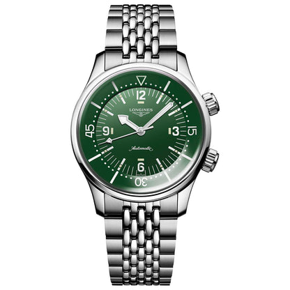 Longines montre Legend Diver 39mm vert automatique acier L3.764.4.06.6