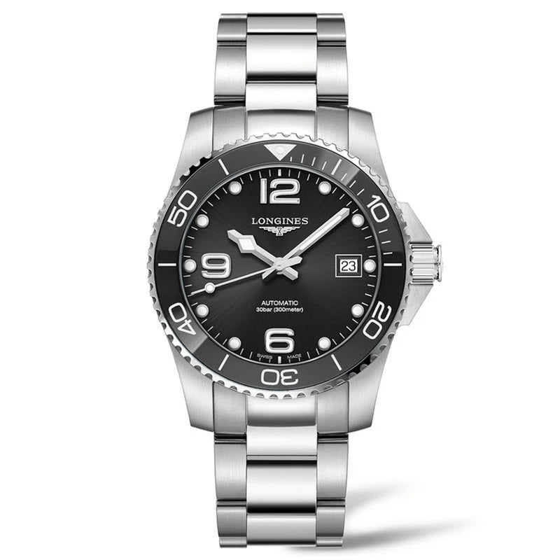 Longines montre Hydroconquest 39mm noir automatique acier