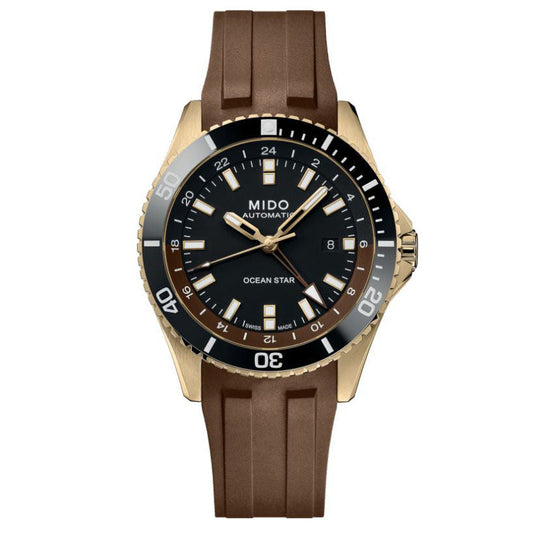 Montre Mido Ocean Star GMT 44 mm Noir Automatique Acier PVD Or Jaune M026.629.37.291.00
