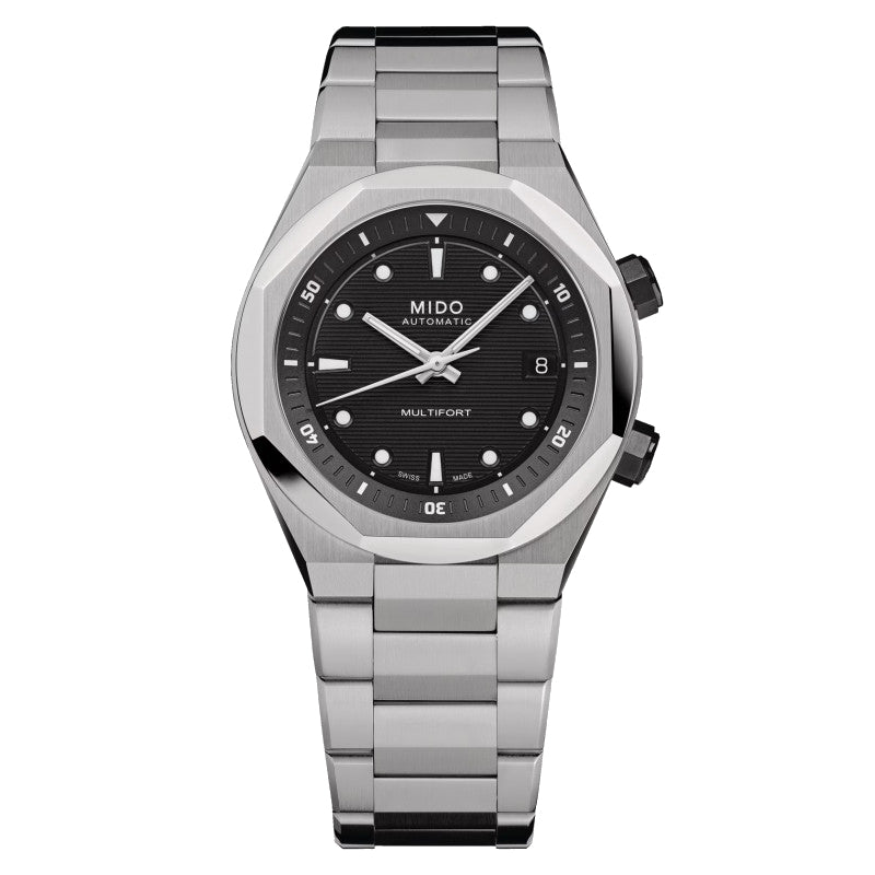 Mido montre Multifort 8 Two Crowns 38,4 x 40mm noir automatique acier M047.507.11.051.00